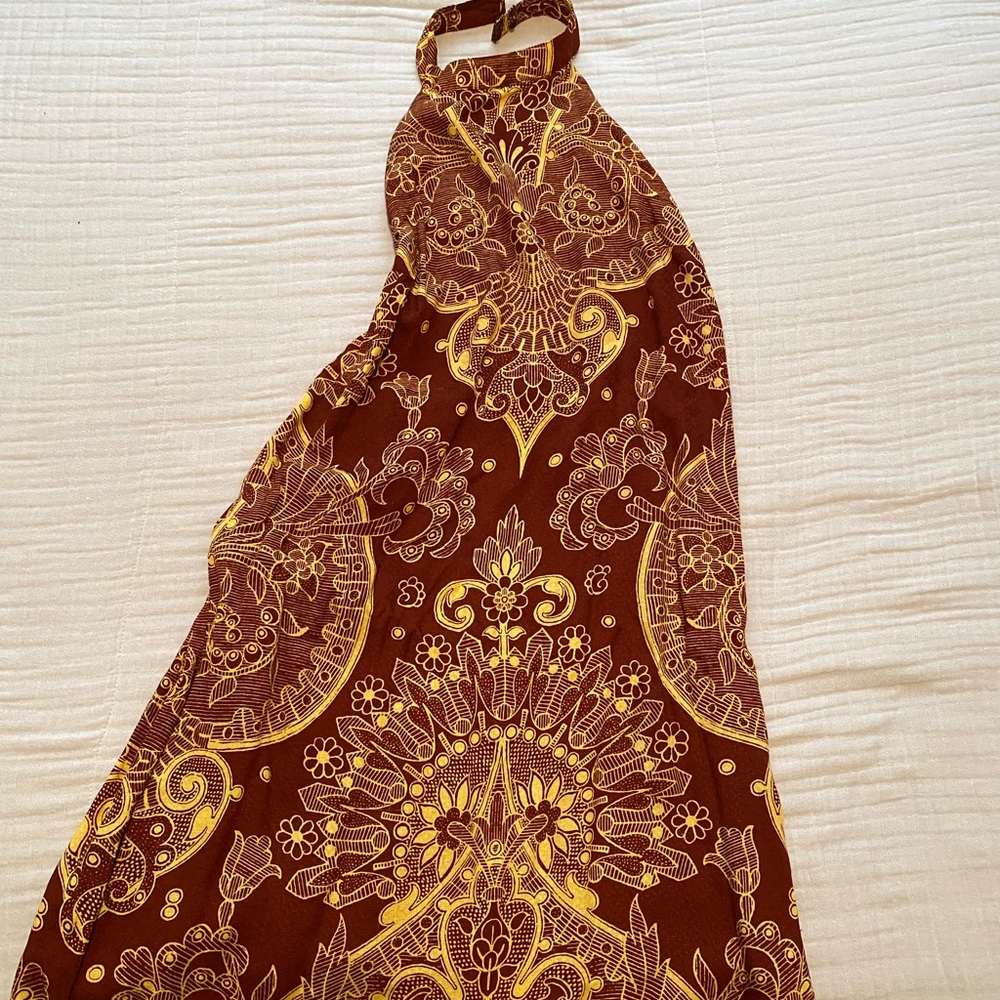 Maroon and Gold Halter Dress